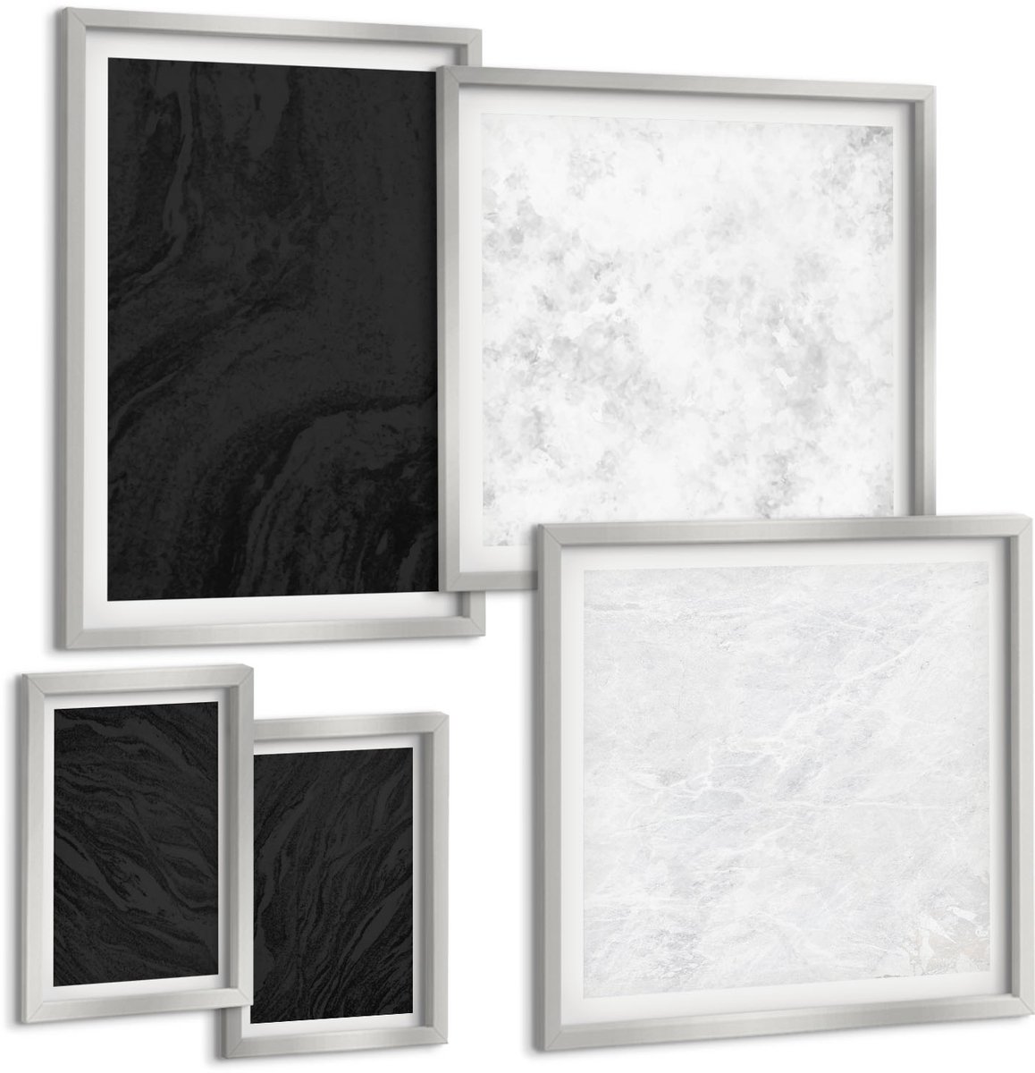Coloray 5-Delige Schilderij Set - Plantenpatronen Met Silhouetten En Abstracte Vormen - 20 x 30 cm - Wanddecoratie - Moderne Interieurdecoratie - Stijlvolle Muurdecoratie