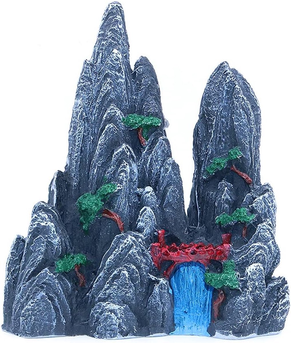 Dailygoods- Aquariumdecoratie Simulatie Berg - Kunstmatige Ornament - Hars - Geschikt voor Middelgrote/Grote Aquaria - Veilig voor Vissen - Afmetingen H: 19 cm, L: 16 cm, B: 7 cm -