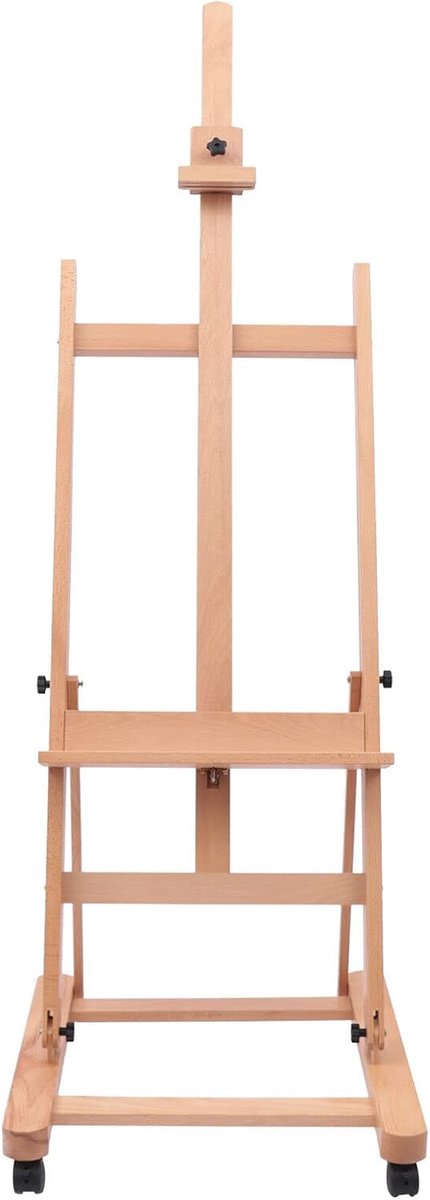 48 inch houten schildersezel, H-frame, grote schildersezel, draagbare schildersezel, vloerschilderzeil, in hoogte verstelbaar met wielen voor kunsttentoonstellingen, kunstscholen, studio's,