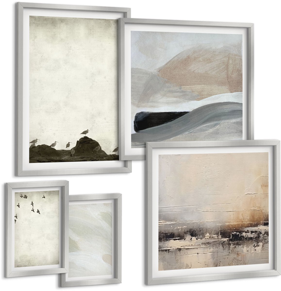 Coloray 5-Delige Schilderij Set - Abstracte Marmerpatronen, Steentexturen - 20 x 30 cm - Muurdecoratie - Wanddecoratie - Slaapkamer - Woonkamer Decoratie