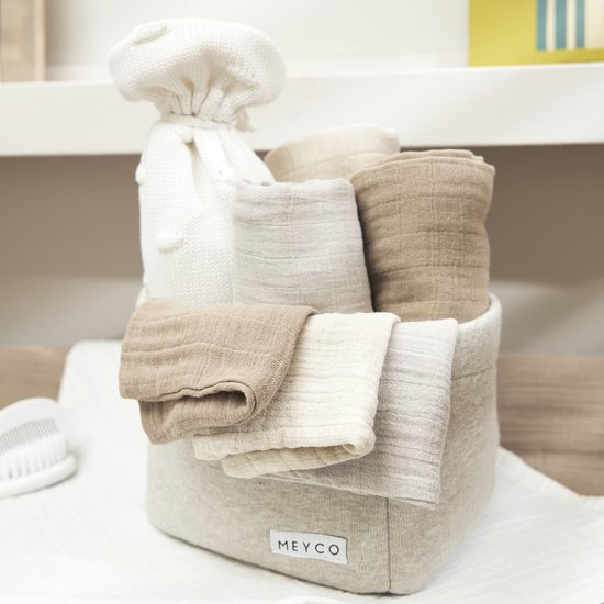 Meyco Baby Uni washandjes - 3-pack - pre-washed hydrofiel - soft sand/greige/taupe - 20x17cm van Meyco — afbeelding 2