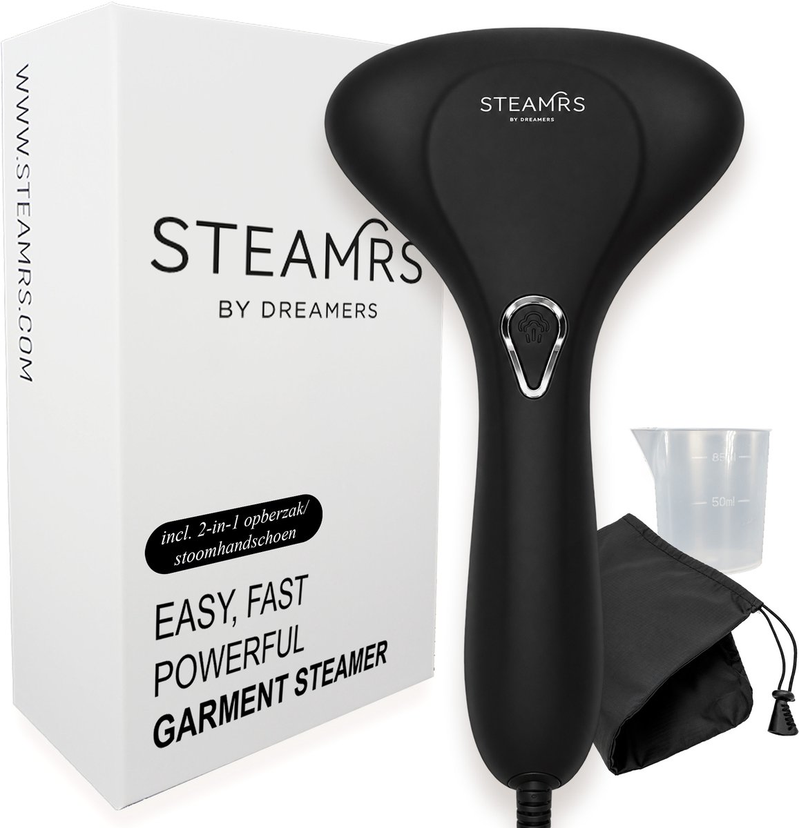 Bol.com STEAMRS - Krachtige Luxe Kledingstomer - 30g/min Stoomkracht - 1500W - Incl. 2-in-1 Stoomhandschoen & Opbergzak - Lichtg... aanbieding