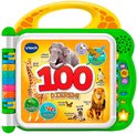 Interactief VTech dierenboek met 100 dieren, olifant, leeuw, giraf en pinguïn.