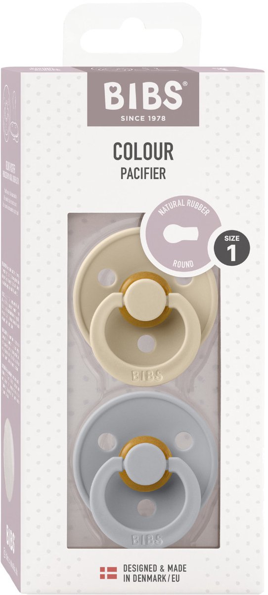 BiBS - Colour Pacifier - Stage 1 Fopspeen - 0+ maanden - 2 stuks - Blush / Cloud van BIBS — afbeelding 4