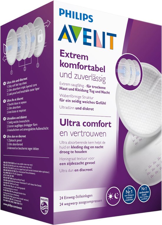 Philips Avent Zoogcompressen - 24 stuks - Voorkomt doorlekken van Philips — afbeelding 3