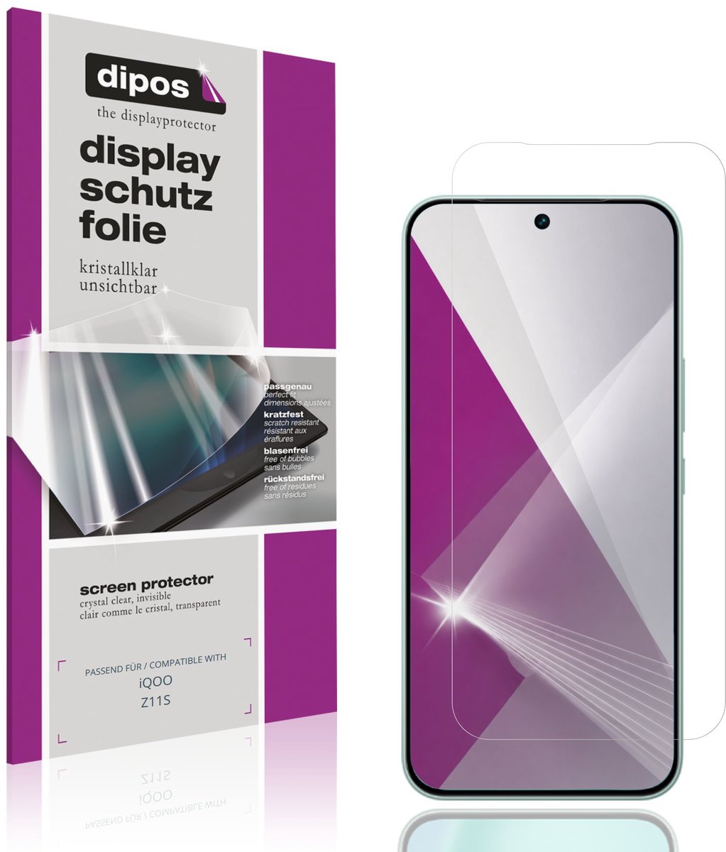 dipos – 4x Beschermfolie geschikt voor iQOO Z11S | Krasbestendige & heldere Screenprotector Ultra-Thin