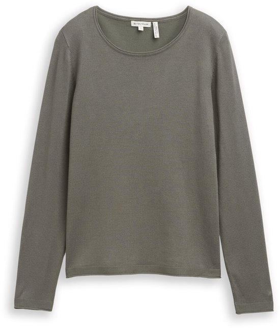 Tom Tailor - Basic gebreide trui met ronde hals - Maat S - cloudy green