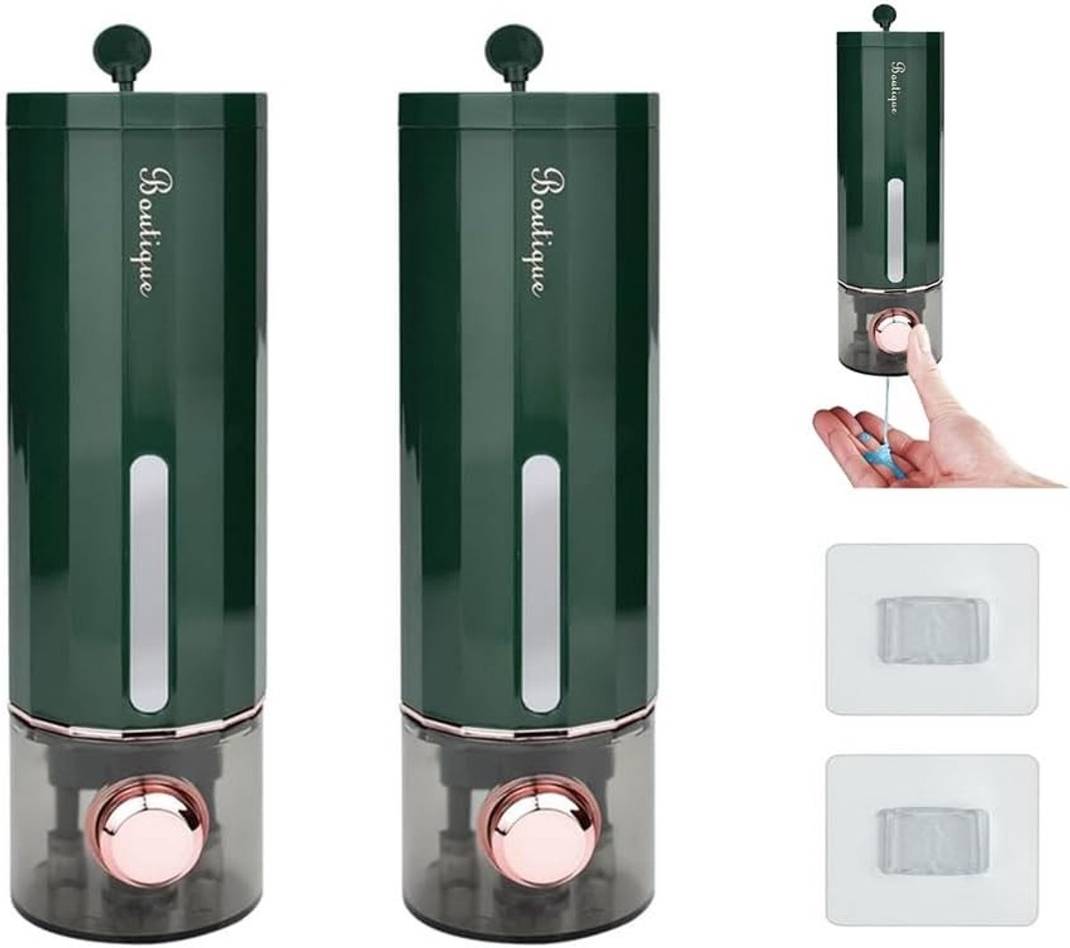 Muurbevestigde zeepdispenser van 450ML zonder boren, ideaal voor shampoo, conditioner en douchegel in badkamer en keuken