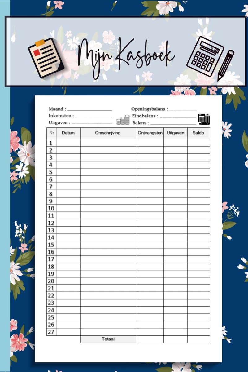 Mijn Kasboek: Wekelijks en maandelijks overzicht van inkomsten en uitgaven.Kasboek voor budgettering.A5 Register voor - ShopVlot