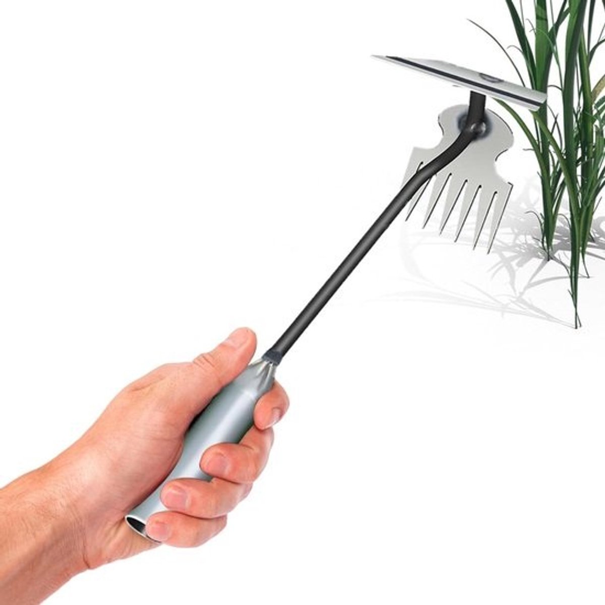 Onkruidverwijderaar - met lange steel - Onkruidsteker - met hark - Gazononderhoud - Precisie wieden - met 7 tanden - 35 cm - Metaal