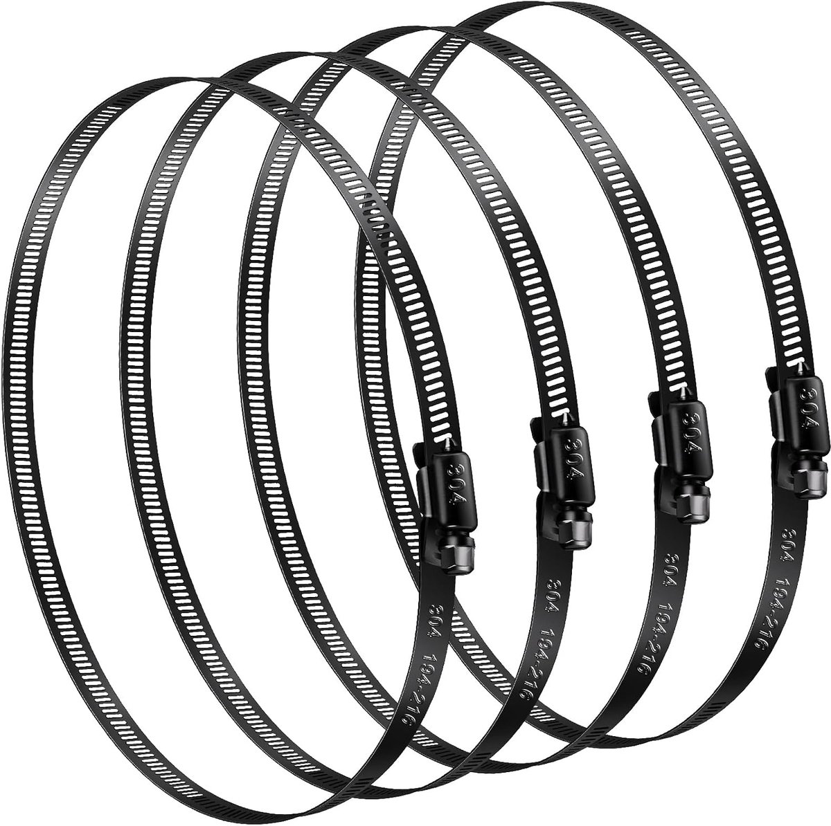 Slangklemmen 194-216 mm - zwart - 4 stuks - sterke spankracht - ShopVlot