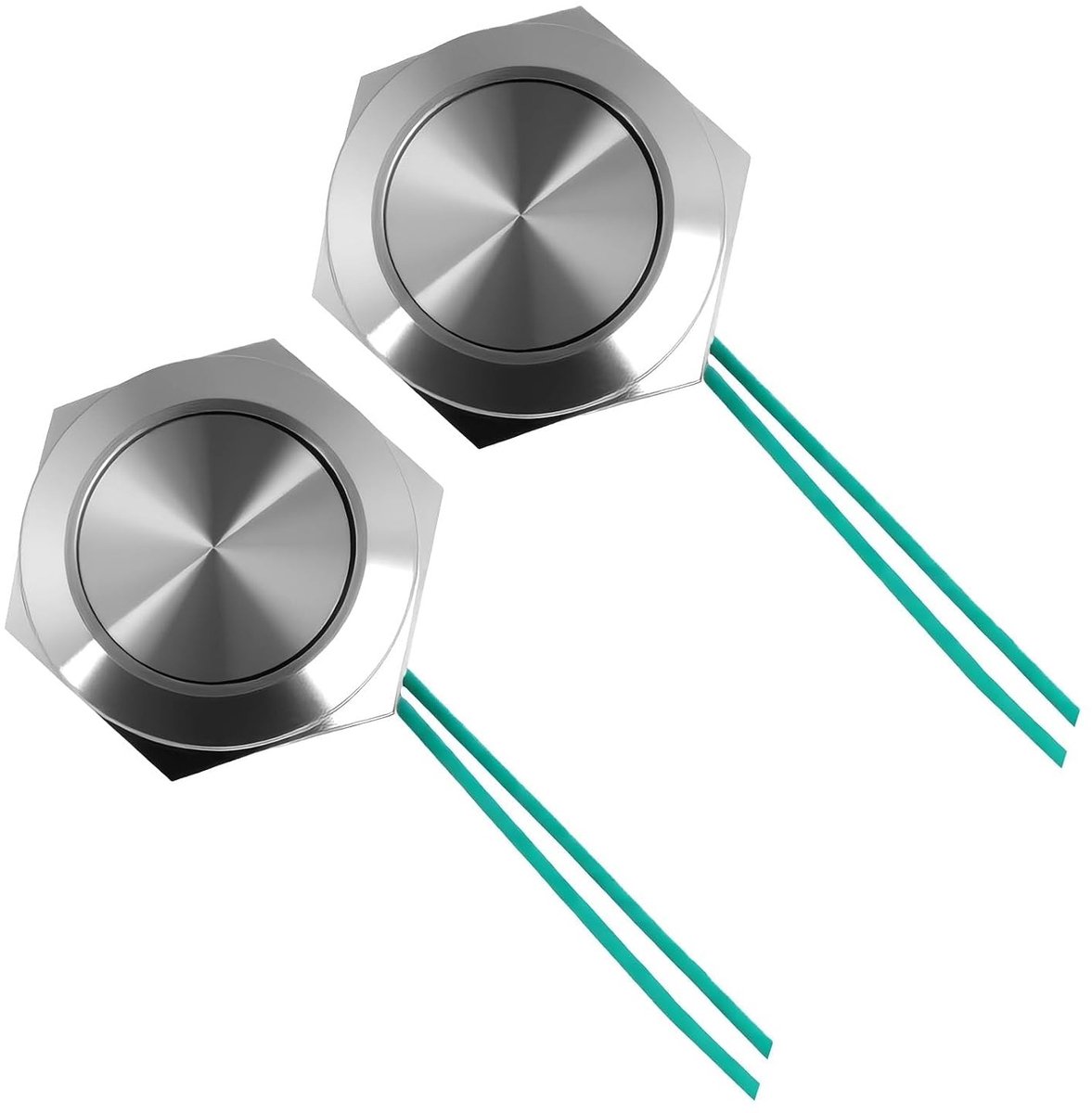 Duurzame RVS Drukknoppen, IP67 Waterdicht, 19 mm Installatiediameter voor Binnen en Buiten, Lange Levensduur, Aanraakschakelaar, 12 V, Set van 2
