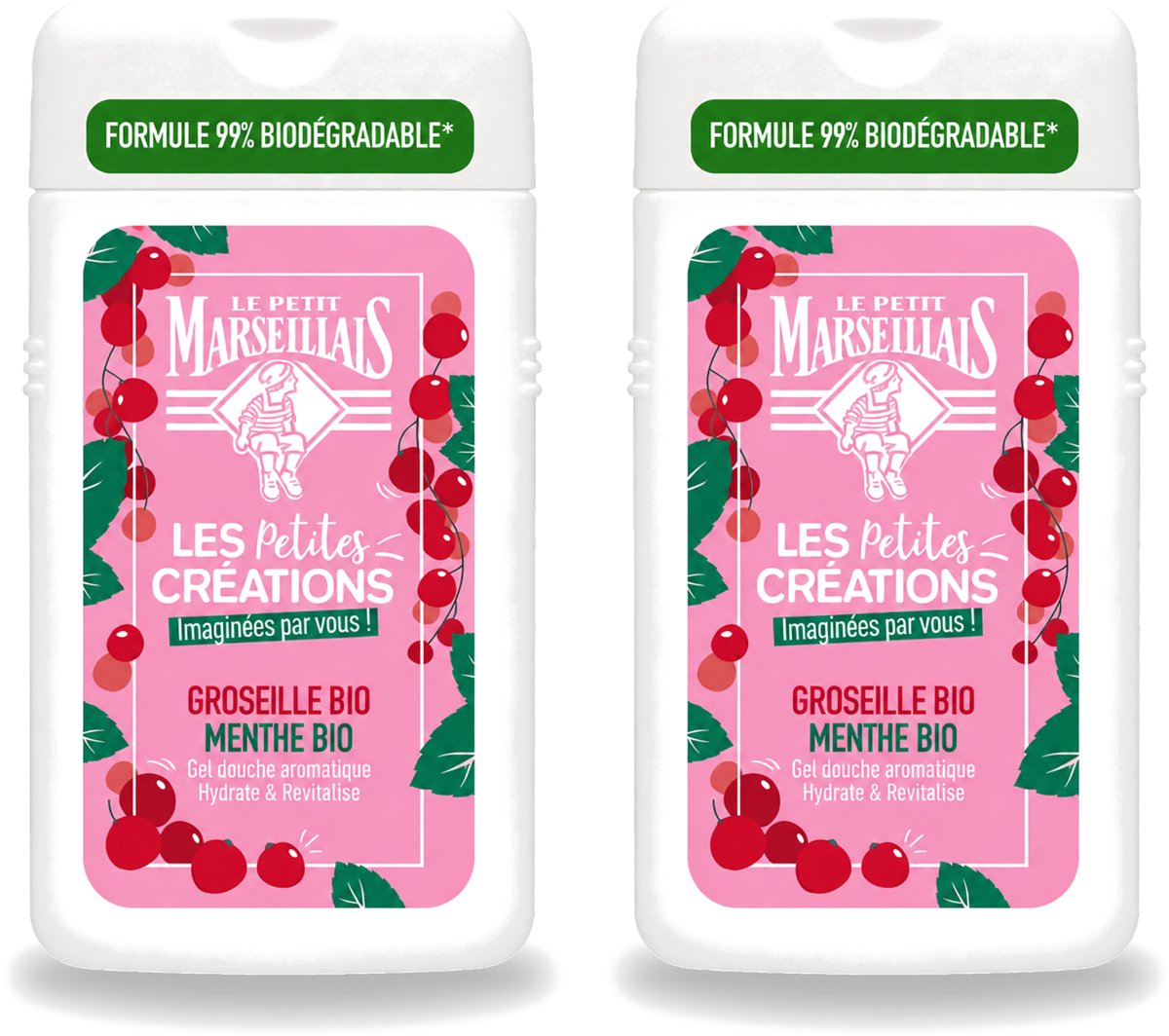 2 x Le Petit Marseillais - Douchegel - Rode bessen & Munt - Hydraterend - 250ml - Voordeelverpakking - 2 stuks