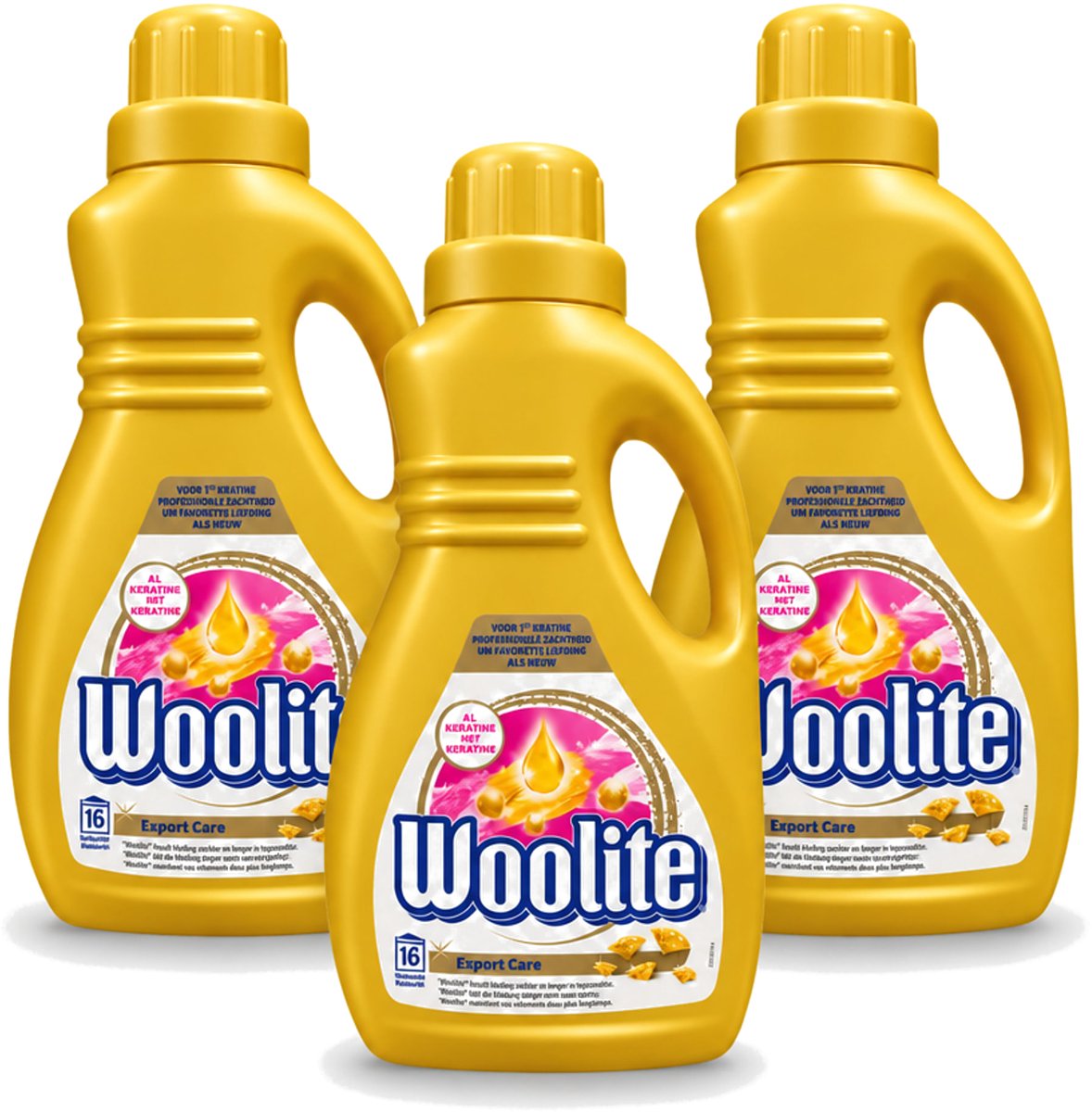 3 x Woolite Expert Care - Vloeibaar Wasmiddel - Met Keratine - Delicate Was - 16 Wasbeurten - 1L - Voordeelverpakking - 3 stuks