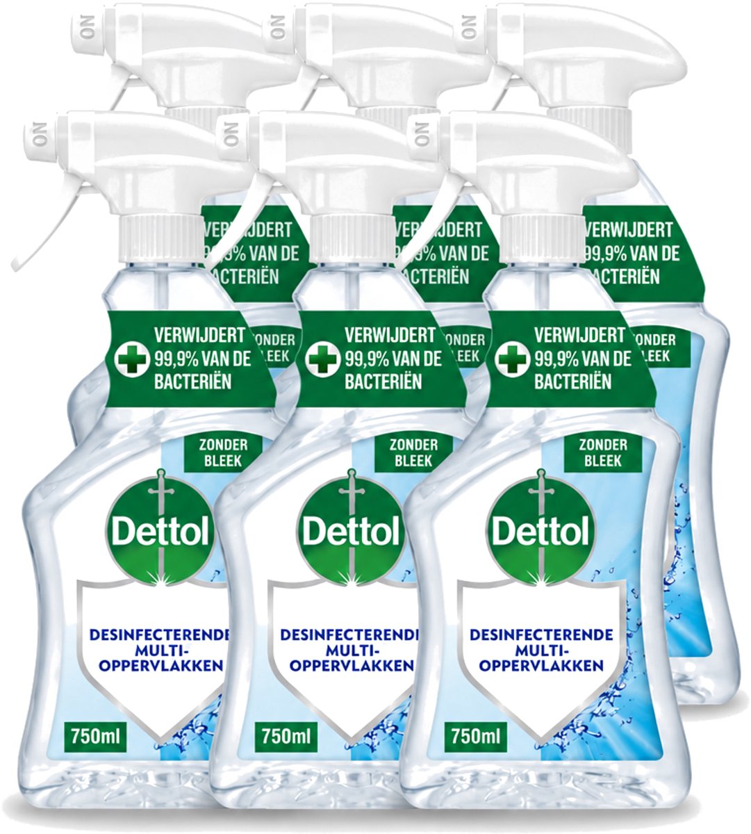 6 x Dettol - Allesreiniger - Spray - Zonder Bleek - Perfecte Hygiëne - 750ml - Voordeelverpakking - 6 stuks