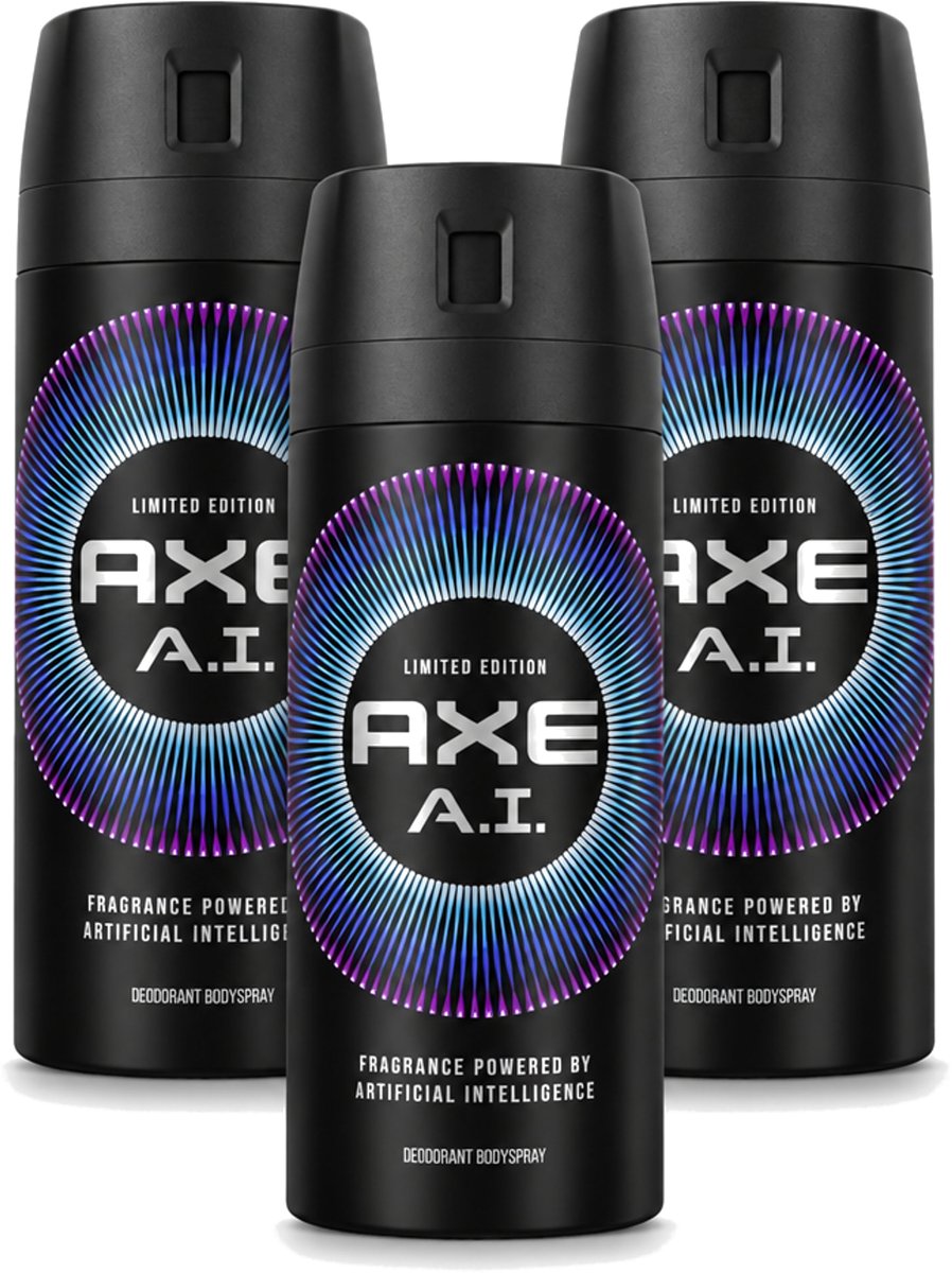 3 x Axe - Limited Edition - Deodorant Bodyspray - A.I. - 150 ml - Voordeelverpakking - 3 stuks