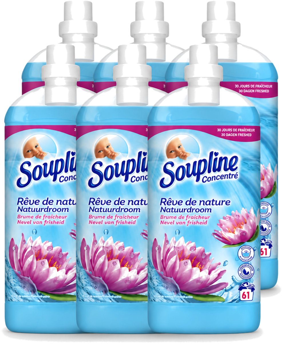 6 x Soupline – Wasverzachter – Nevel van Frisheid – 1,35 L - Voordeelverpakking - 6 stuks