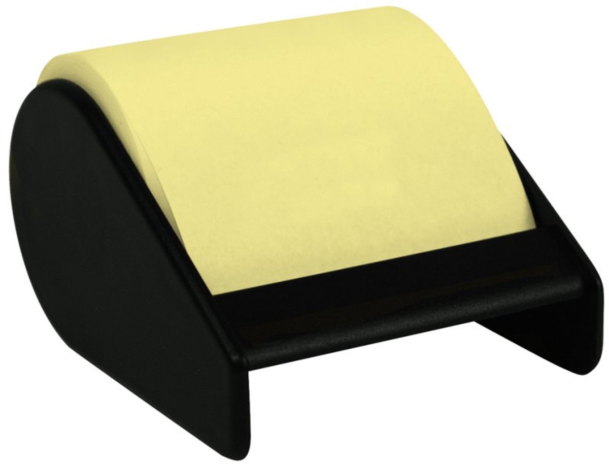 Wonday haftnotities op rol, pasteelgeel, 60 mm x 10 m, zwarte dispenser