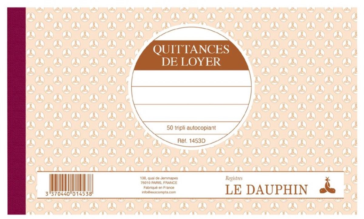 Le Dauphin manifold huurkwitanties, 125 × 210 mm, doorschrijfpapier, 50 vel