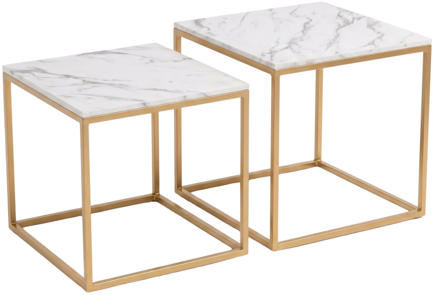 SCENA LIVING - Bijzettafel - Set van 2 vierkante koffietafels met verschillende afmetingen, 50 x 50 x 50,5 cm