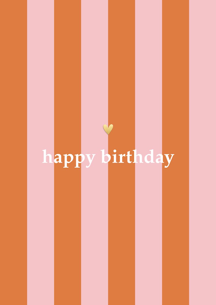 Happy Birthday verjaardagskaart met strepen – Moderne A6 wenskaart