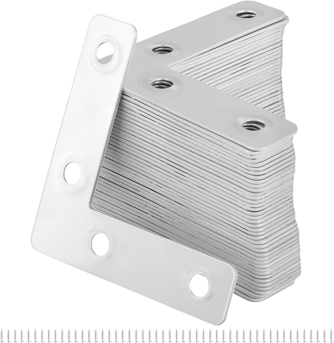 40 Stuks Platte Hoekverbinders 60 x 60 x 15 mm RVS Metalen Hoekconnectoren voor Meubels, Tafels en Kasten met Schroeven
