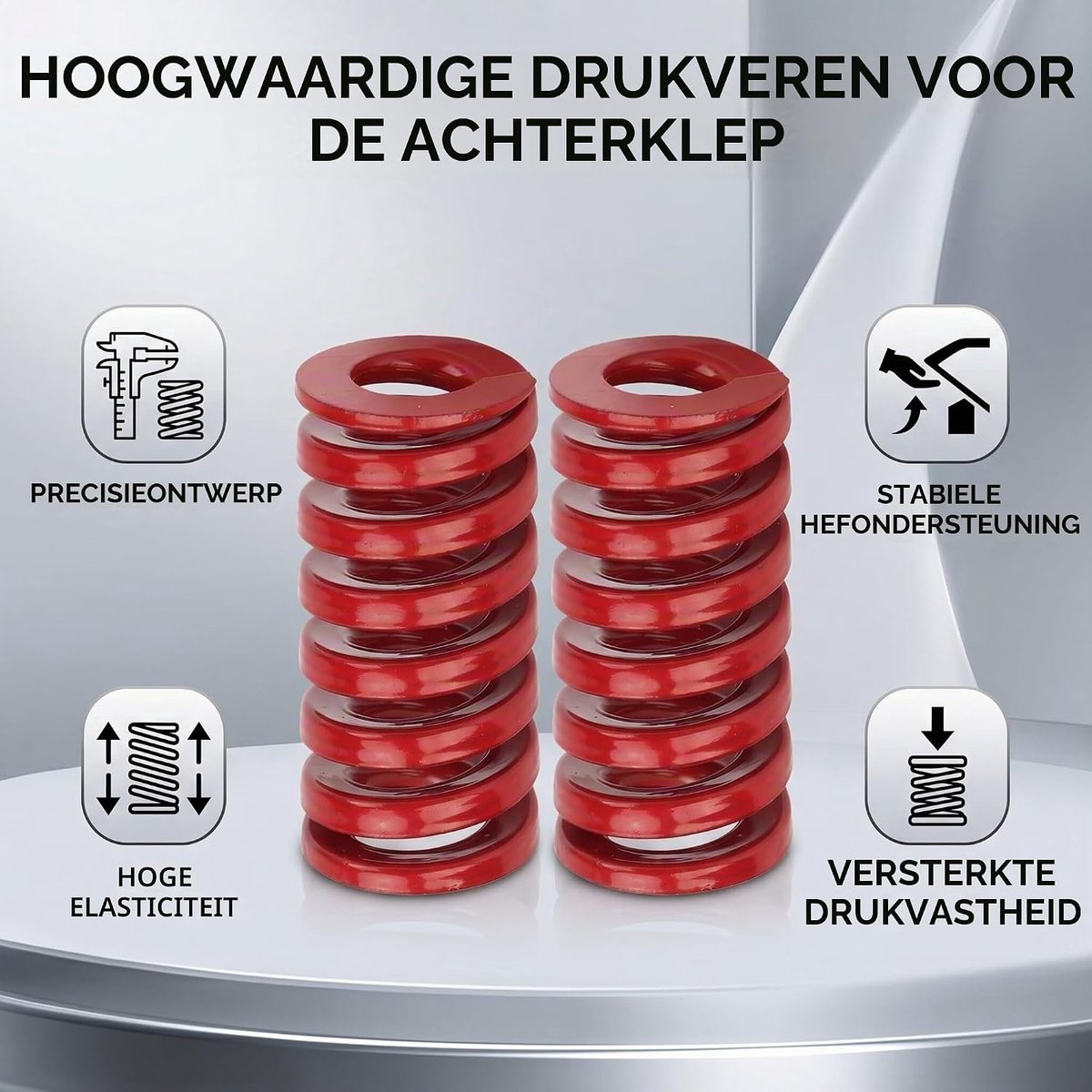 2 stuks rode veerondersteuning voor auto achterklep, spiraal drukveren, auto onderdelen voor betere stabiliteit