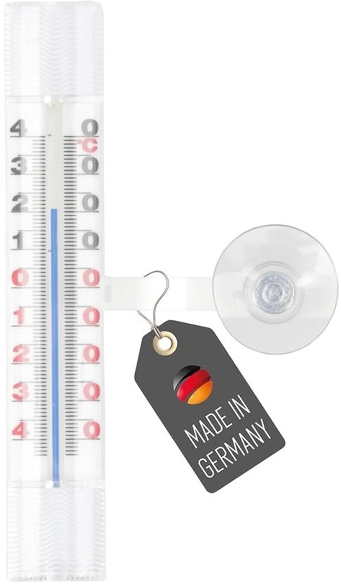 Analoge raamthermometer - Temperatuurmeter - Voor buiten - Buitentemperatuur meten - Breed meetbereik - 14 cm - Kunststof - Wit