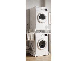 Livista Wasmachine Verhoger - Wasmachine Stapelrek - Universeel Wasmachine en Droger Verhoger - Wasmachine Ombouw - Wasmachinerek - Wasmachine Sokkel - Metaal Wit - Anti Vibratie - Robuust - Stevig - Stabiel