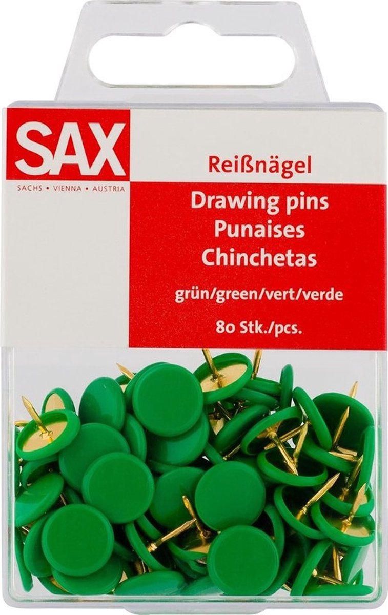 Punaises - Drukspelden - Voor het vastzetten van papier - Met opbergdoos - 80 stuks - Groen