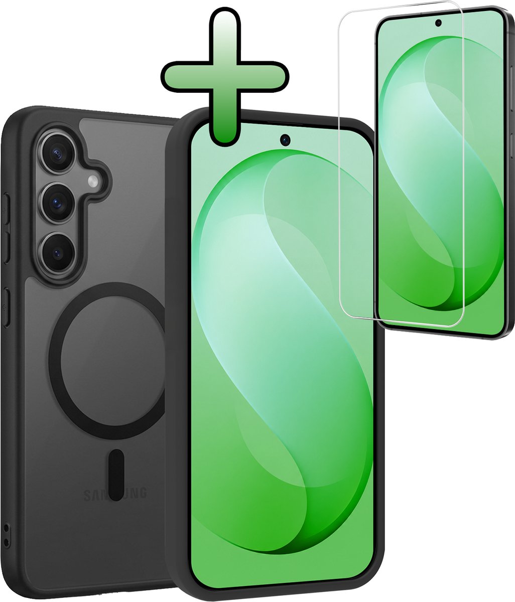 Hoesje Met Screenprotector - Geschikt voor Samsung Galaxy S26 FE - Magsafe Compatible - Sterk & Shockproof - Back Cover - Shock Proof Case - Telefoon Hoes - Zwart