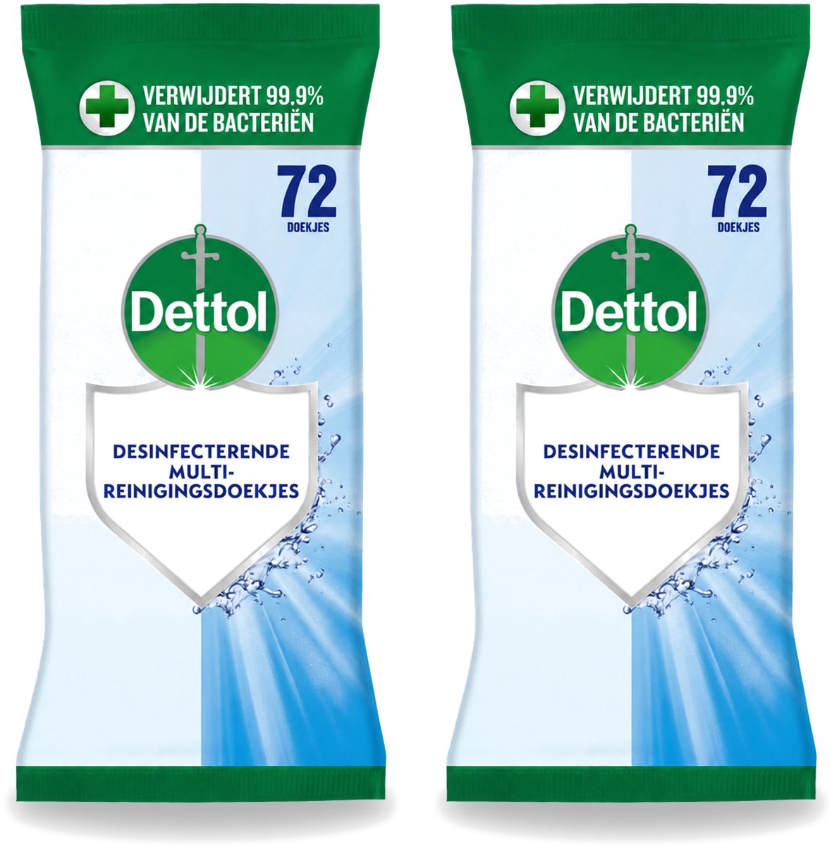 2 x Dettol - Reinigingsdoekjes Cleanser - Krachtige Hygiëne - Zonder Bleek - 72 Doekjes - Voordeelverpakking - 2 stuks