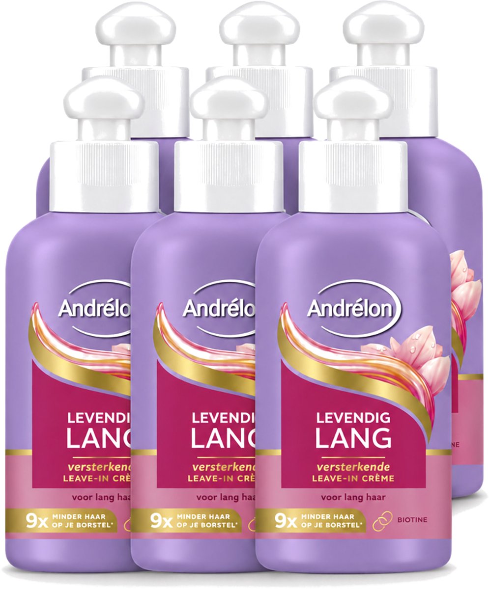 6 x Andrélon – Leave-In Crème – Levendig Lang – 200 ml - Voordeelverpakking - 6 stuks