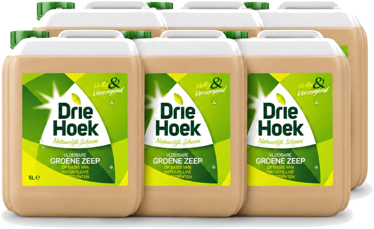 6 x Driehoek – Vloeibare Zeep – Groene Zeep – 5 liter - Voordeelverpakking - 6 stuks