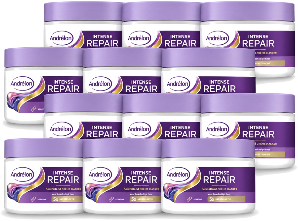 12 x Andrélon – Crème Haarmasker – Intense Repair – 300 ml - Voordeelverpakking - 12 stuks