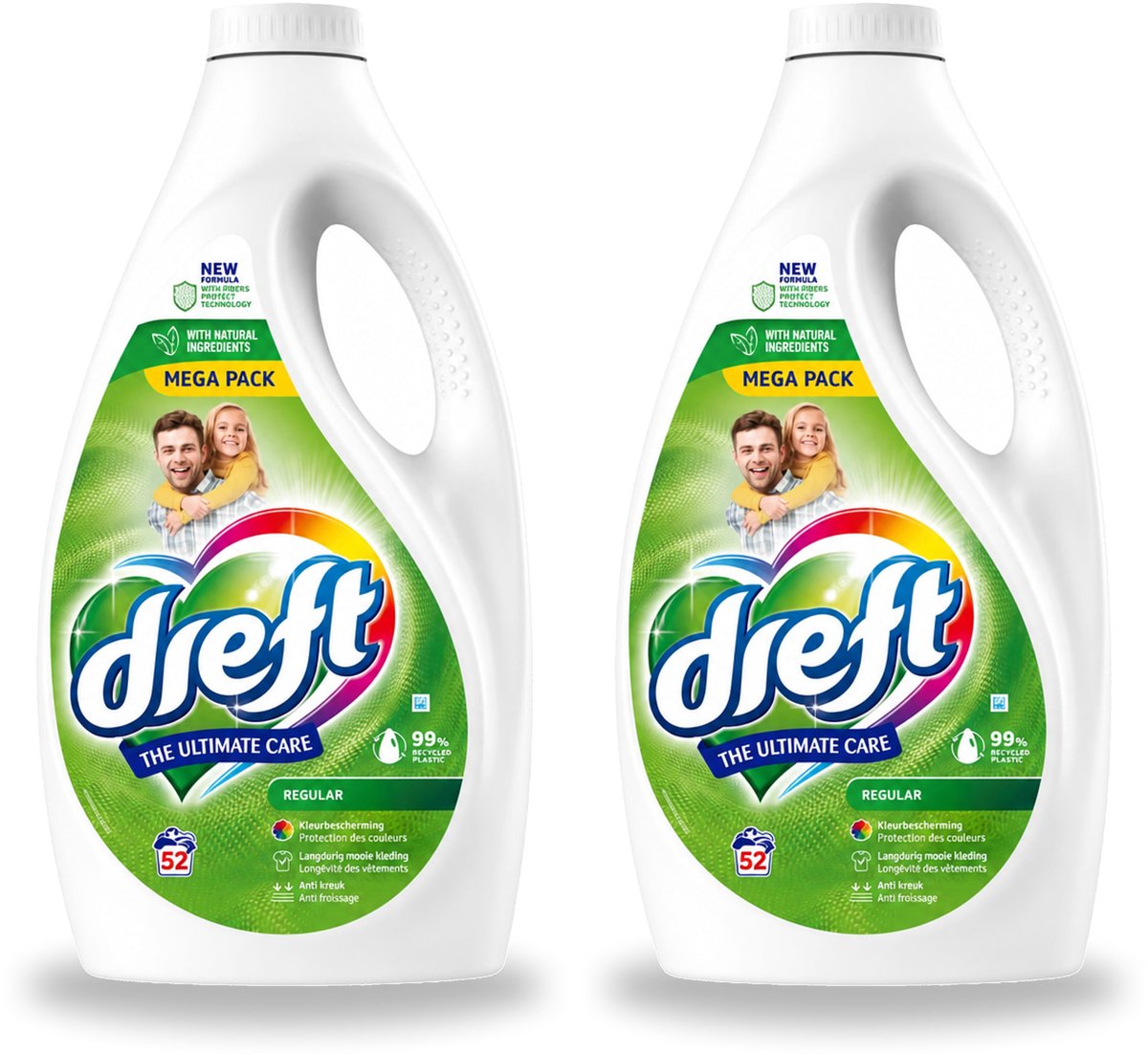 2 x Dreft – Regular – Vloeibaar Wasmiddel – 2,34 liter – 52 wasbeurten - Voordeelverpakking - 2 stuks