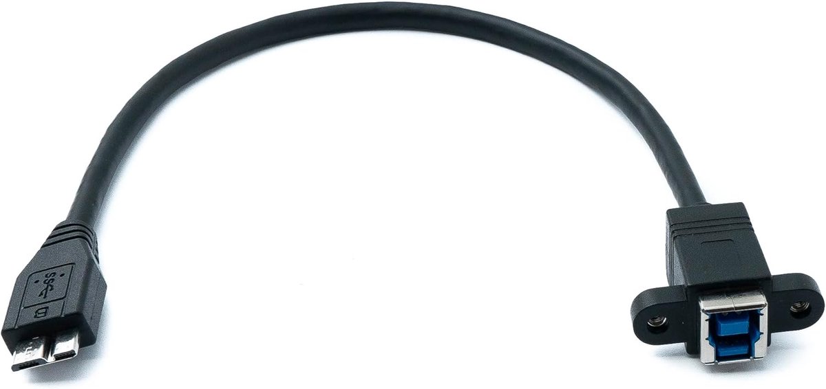 USB 3.0 kabel 30cm Micro B naar Type B - paneelaansluiting - hoge snelheid 5Gbps - ideaal voor vaste installaties - ShopVlot