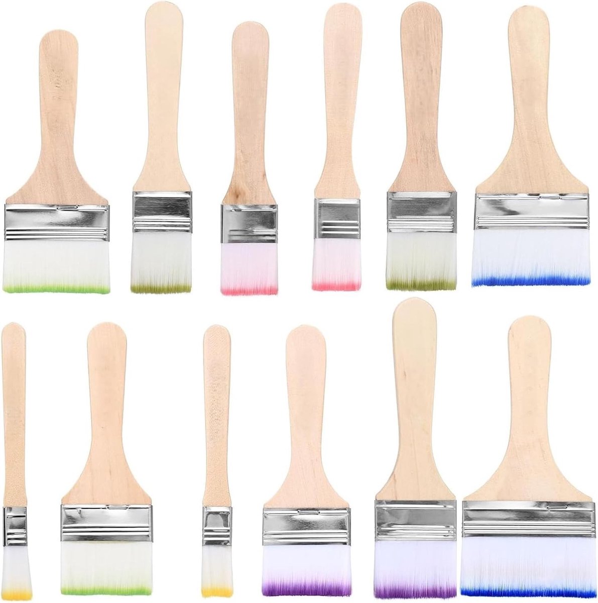 Artist Brush Set van 12 Stuks met Houten Handvatten voor Olie, Acryl en Aquarel Schilderen - Professionele Kwasten voor Kunstenaars