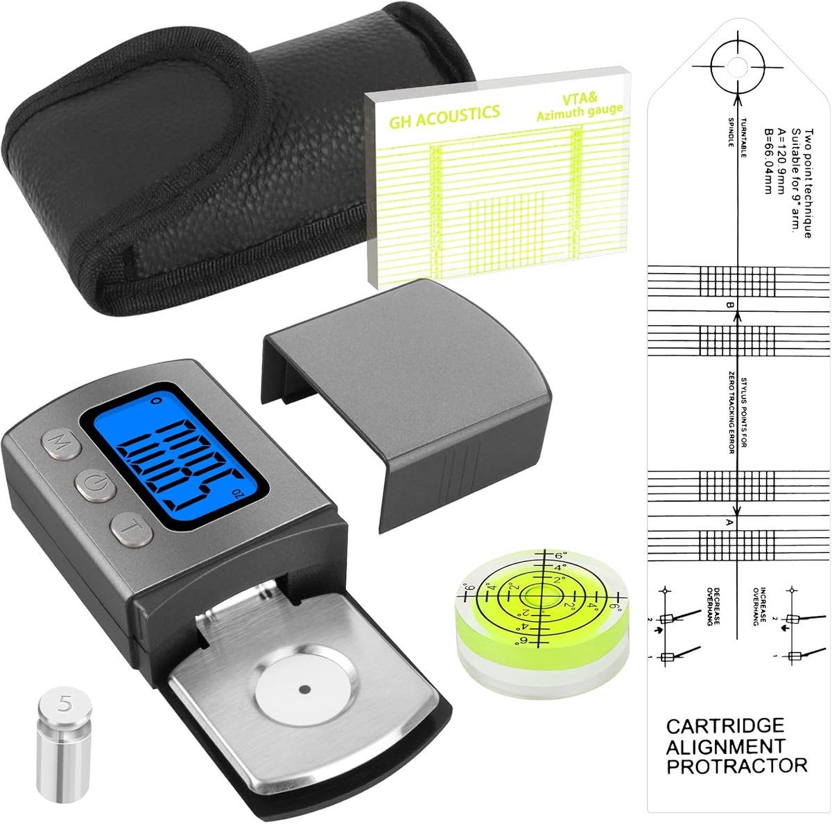 Set of 4 turntable setting and setting set with digital tonearm scale, digital gymnastics table, azimuth measuring - ShopVlot