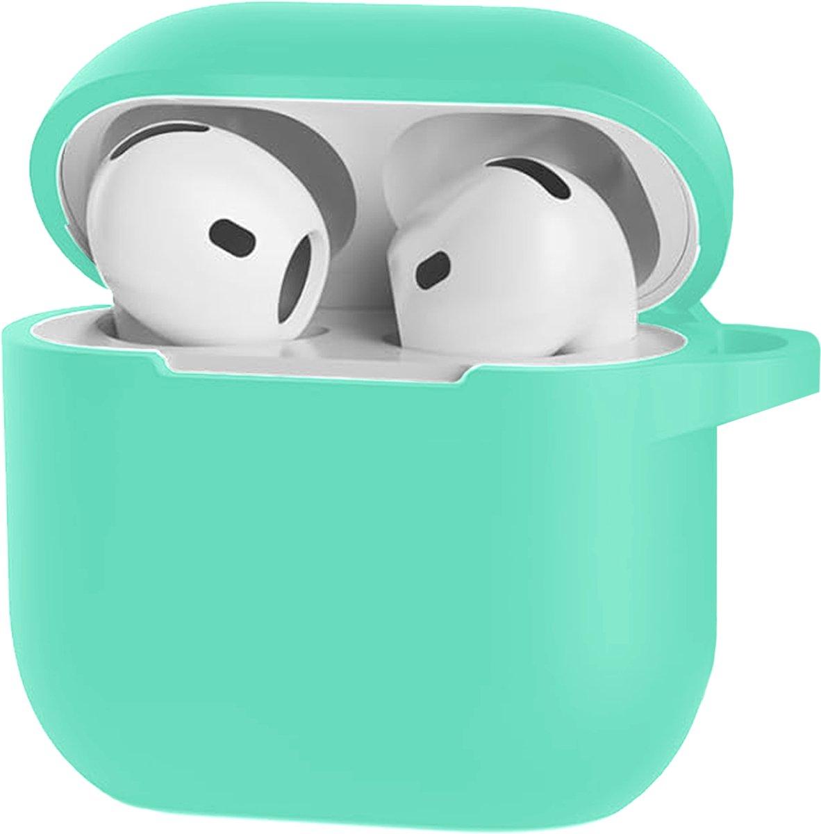 Hoesje - Geschikt voor Apple AirPods 5 - Siliconen Hoes met Clip - Silicone Case Cover - Turquoise