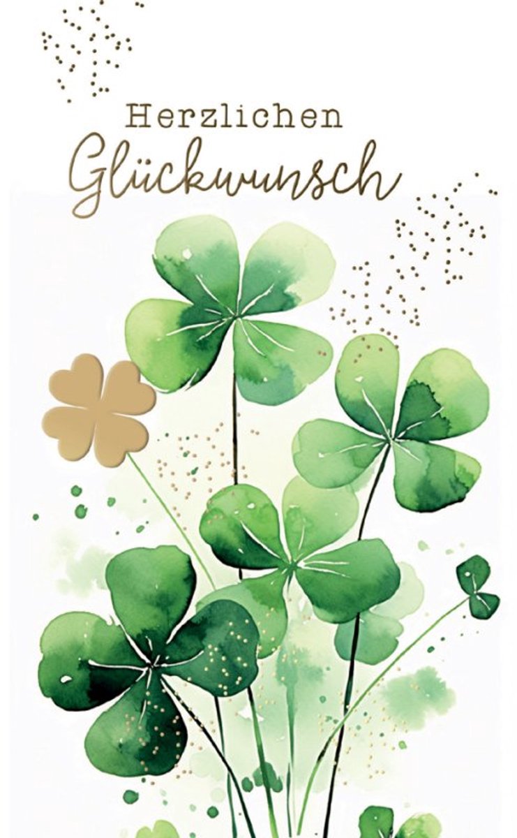 SUSY CARD verjaardagskaart Geluksklaver, 110×170 mm, gefolieerd, inclusief envelop