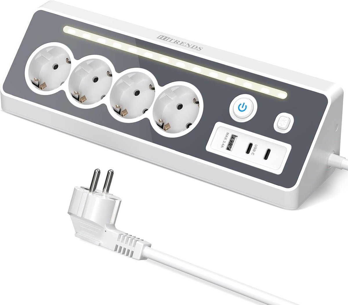 Tafelaansluiting met USB-bracket - 1,5 m kabel - wit - ideaal voor opladen - ShopVlot