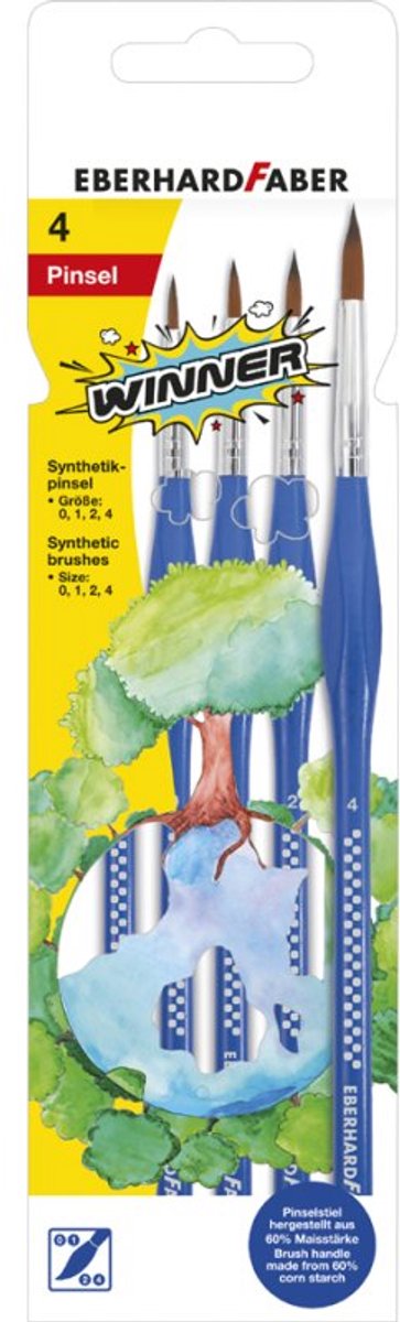 EBERHARD FABER penselen set WINNER, synthetisch haar, blauw, 4-delig