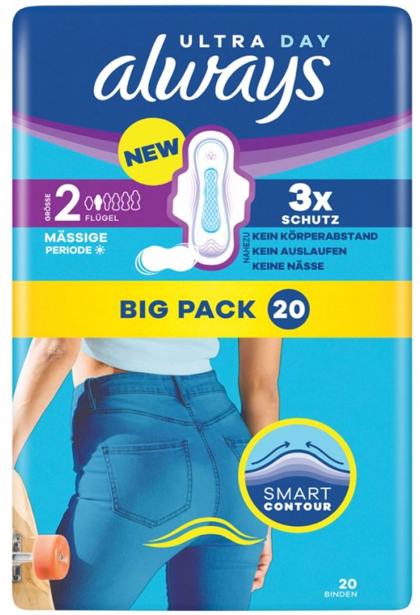 always Maxi dameshygiëne Ultra Day Long, met vleugels, maat 2, 20 stuks