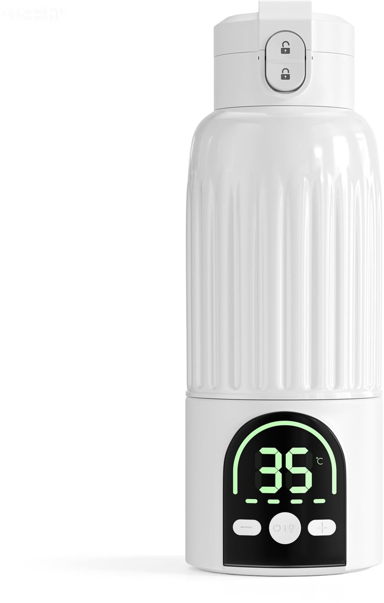 Draagbare flessenwarmer 500 ml - draadloos - snel opwarmen - ideaal voor moedermelk en water - Luxento