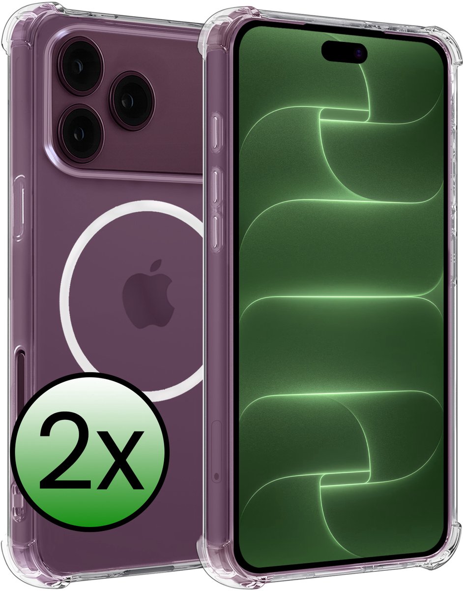 Hoesje 2 Stuks - Geschikt voor Apple iPhone 18 Pro Max - Magsafe Compatible - Sterk & Shockproof - Back Cover - Shock Proof Case - Telefoon Hoes - Transparant