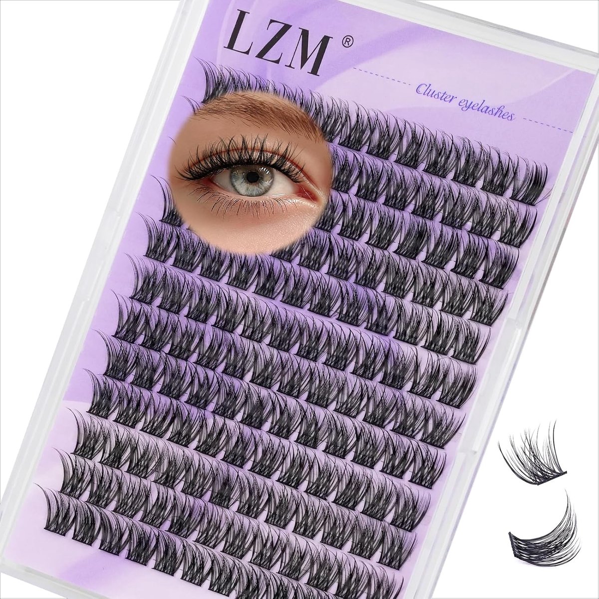 LZM Eyelash Clusters Individual Eyelashes - 144Pc 12mm C Curl False Eyelashes Natural Individual Cluster Thin Band - ShopVlot