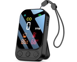 YOJOCK Draagbare koolmonoxidemelder, oplaadbaar CO-alarm met temperatuur- en vochtigheidsmonitoring, 3-in-1 - ShopVlot