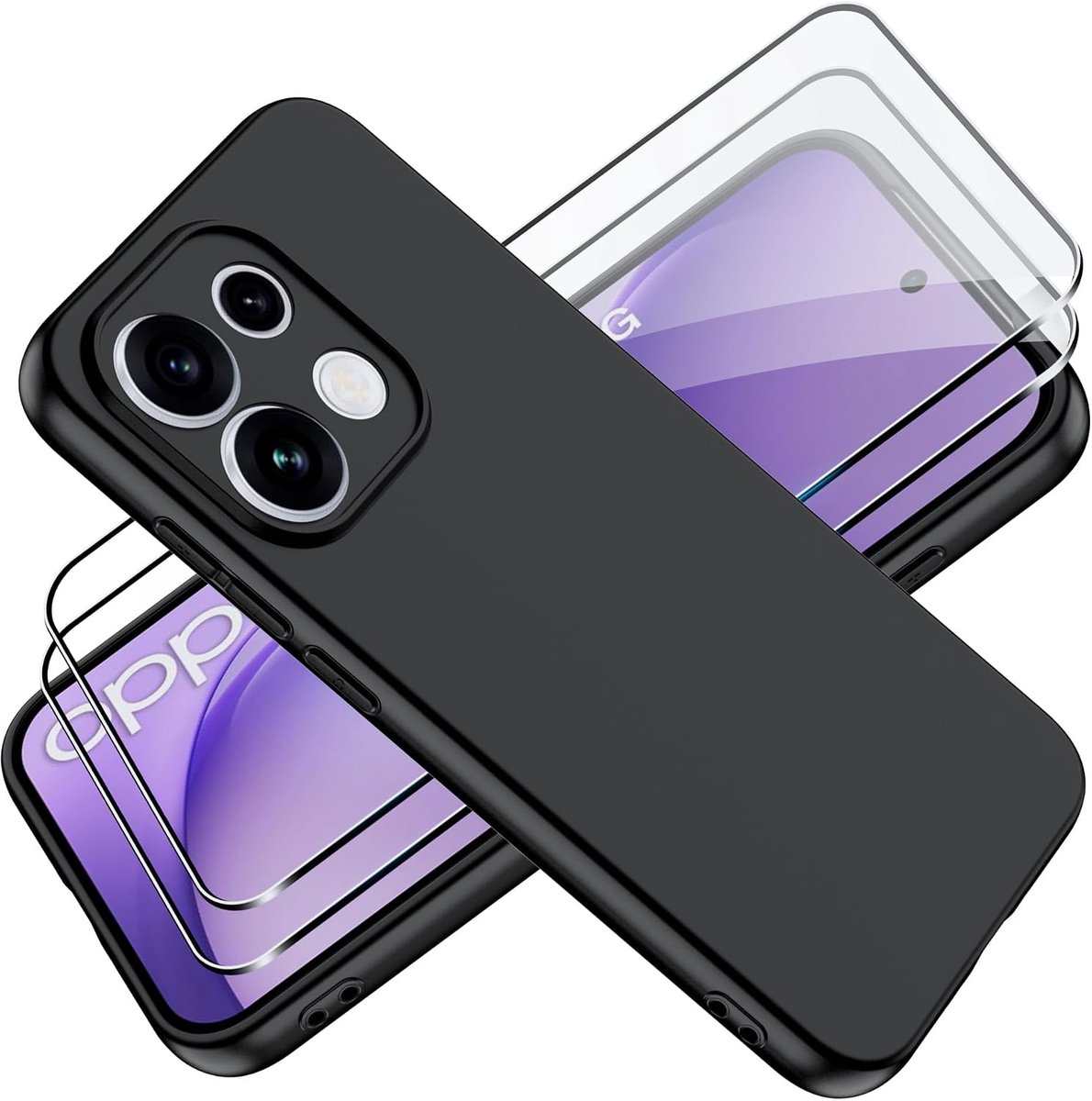 Tieeyivv Hoes voor Oppo Reno 16 5G met 2 stuks voor pantserglas beschermfolie displaybeschermfolie, zachte matte - ShopVlot