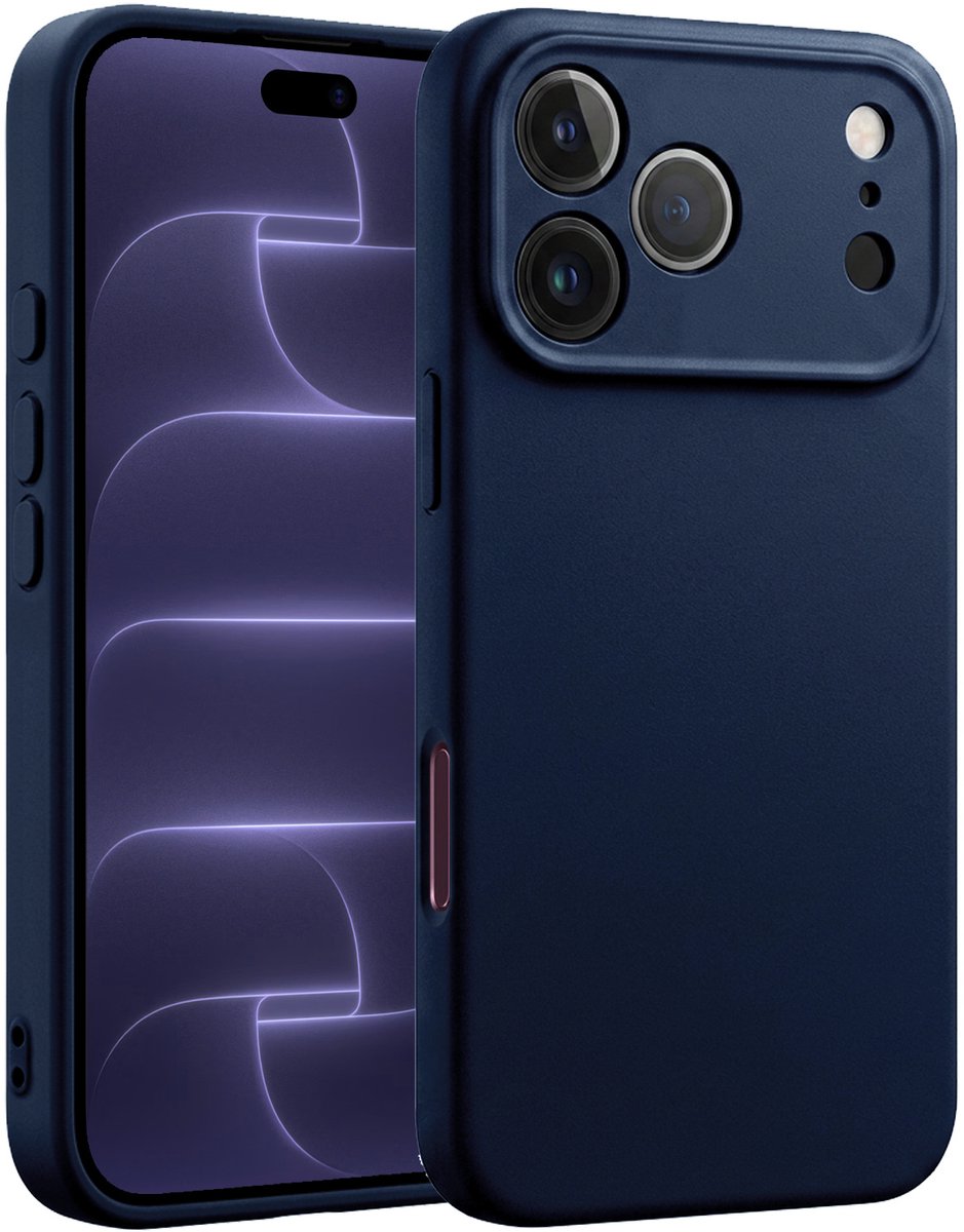 Hoesje - Geschikt voor Apple iPhone 18 Pro - Sterk & Shockproof - Siliconen Case - Hoes Cover - Telefoonhoes - Donkerblauw